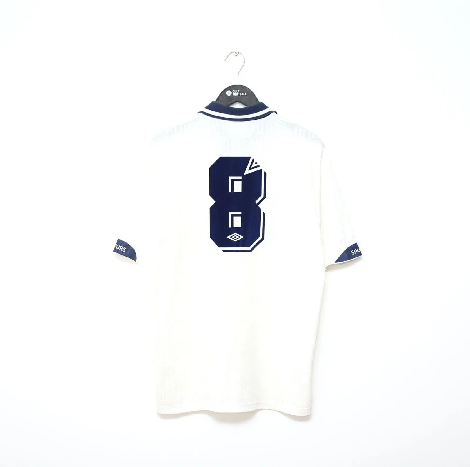 1991/93 GASCOIGNE #8 Tottenham Hotspur Vintage Umbro Home Football Shirt (L)