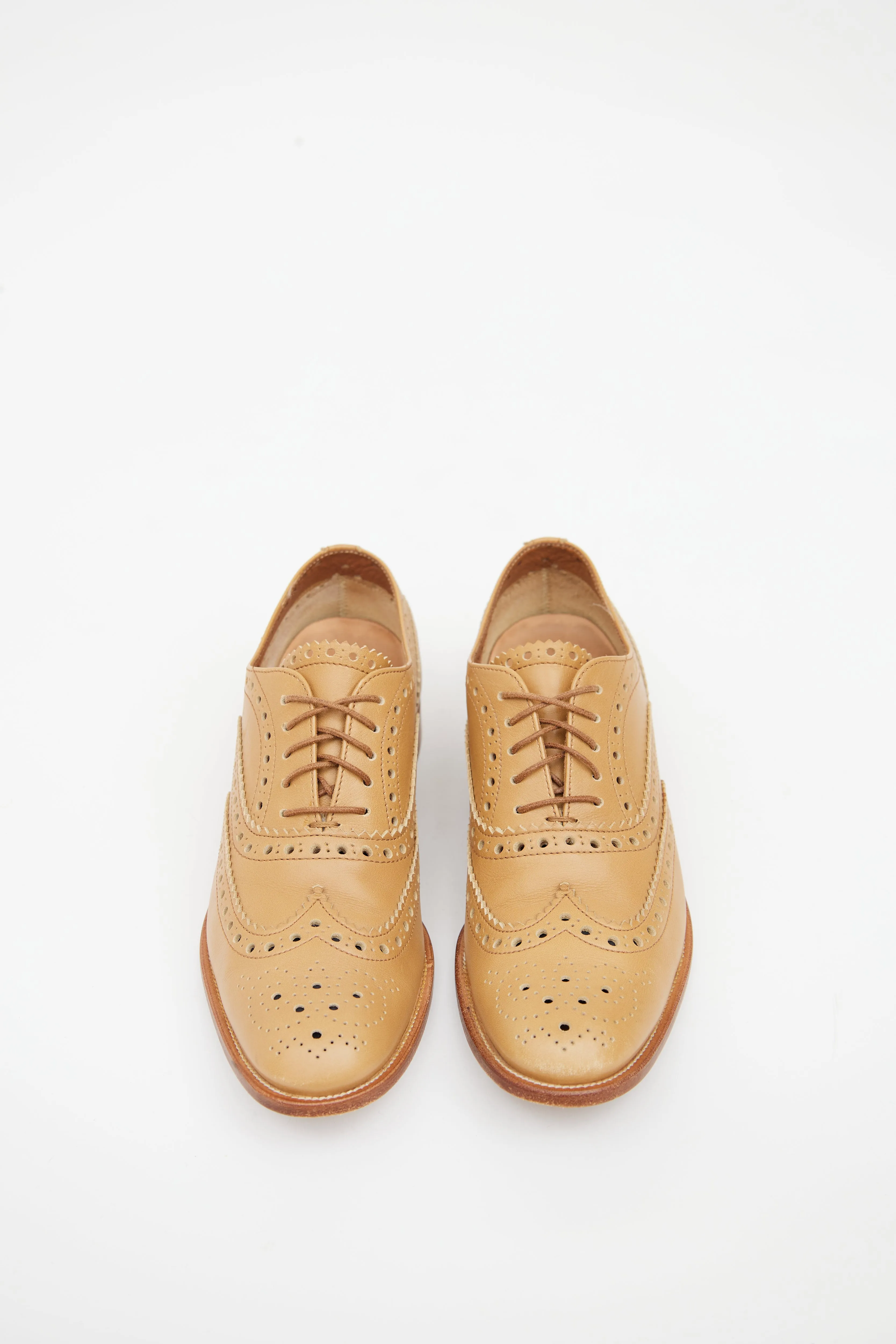 Beige Leather Brogue Derby