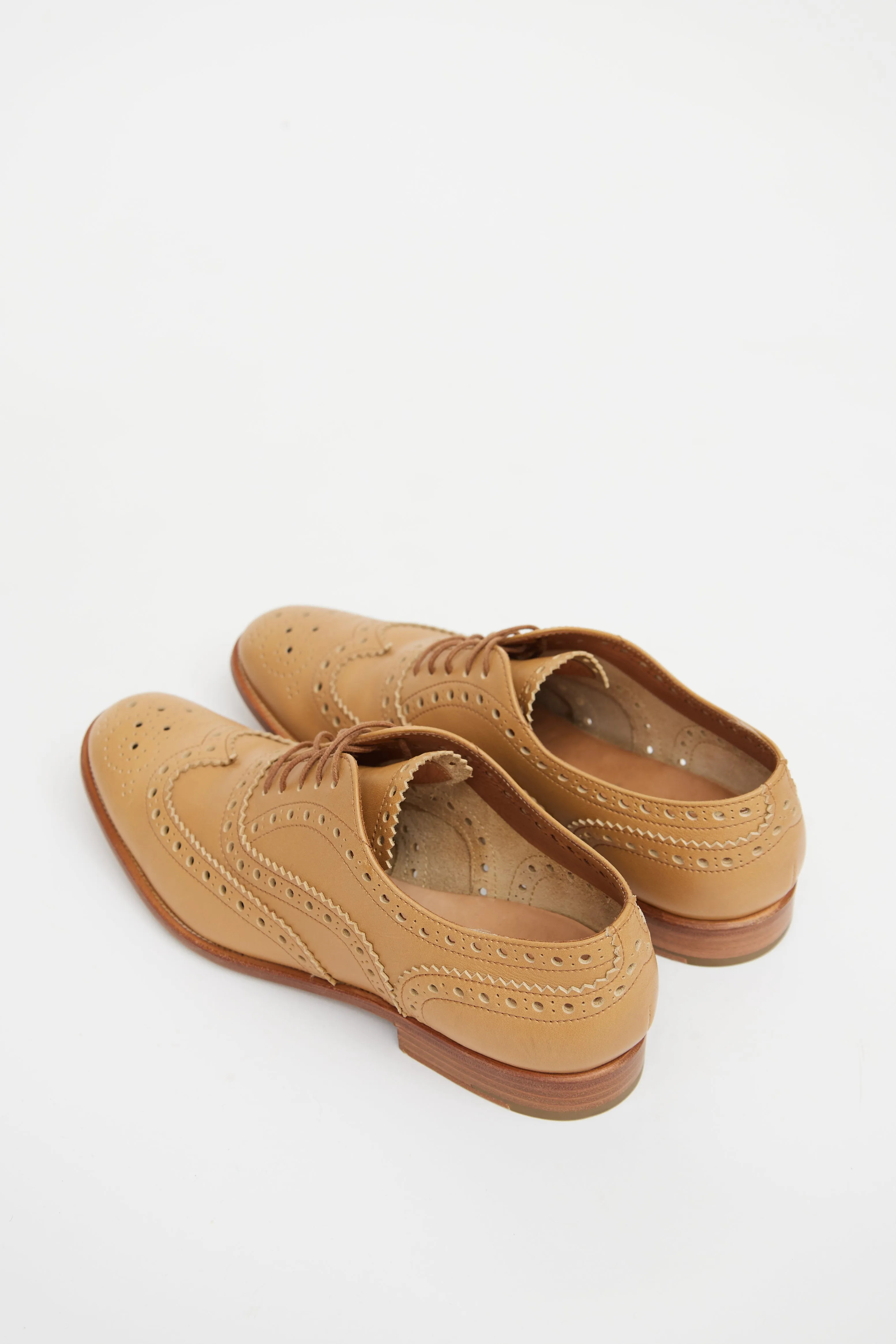 Beige Leather Brogue Derby