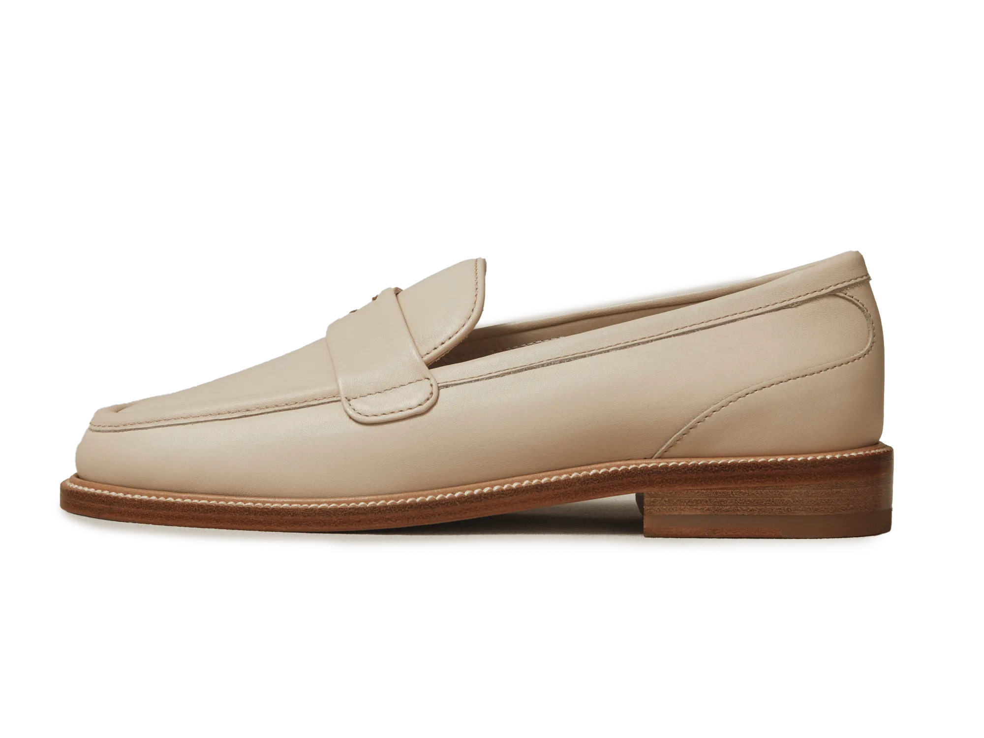 Charlotte Penny Loafers in Latte Matt Calfskin