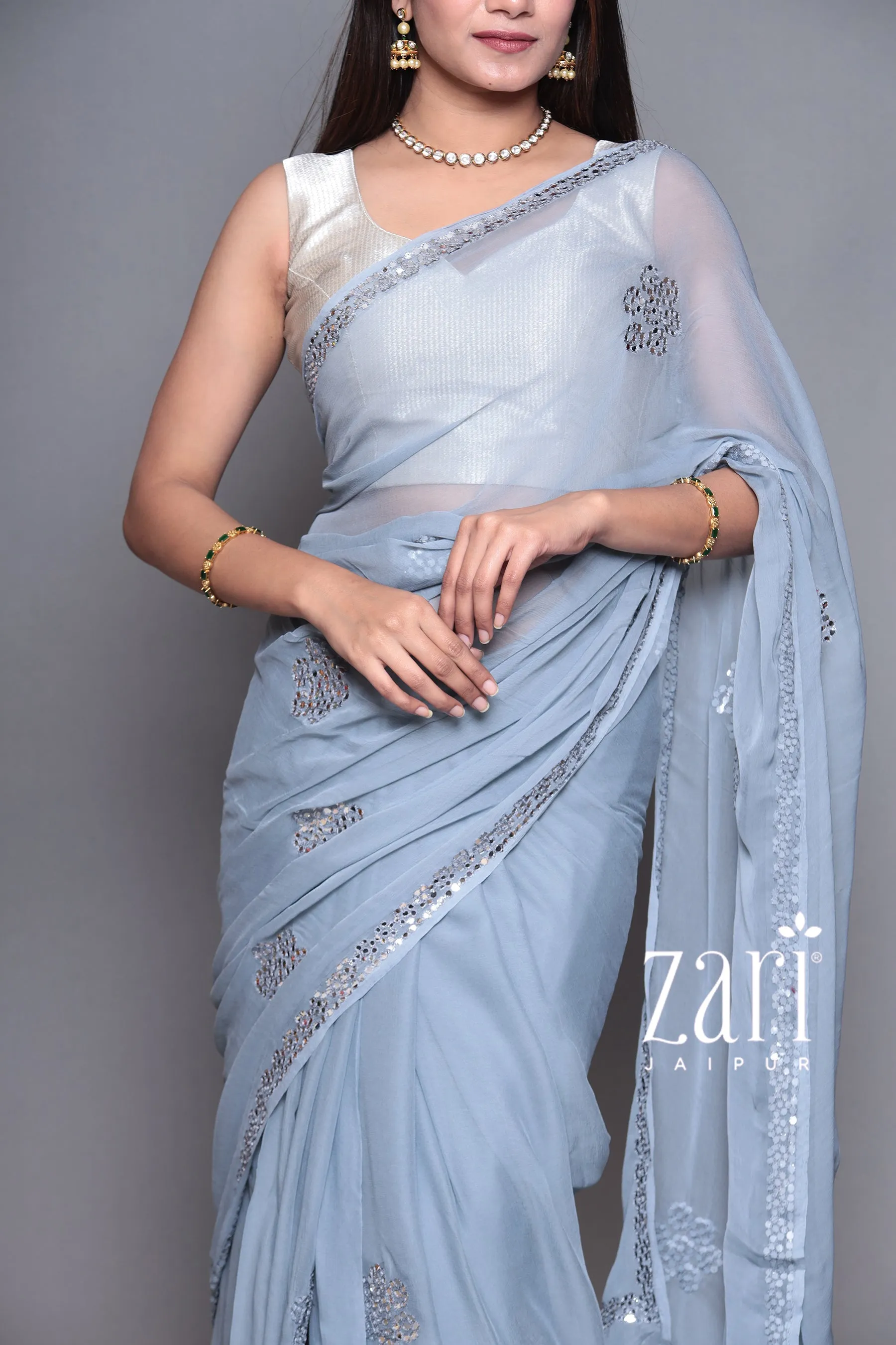 Chiffon Saree with Foil work.
