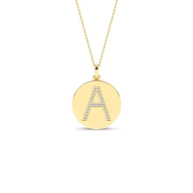 Diamond Initial Disc Necklace