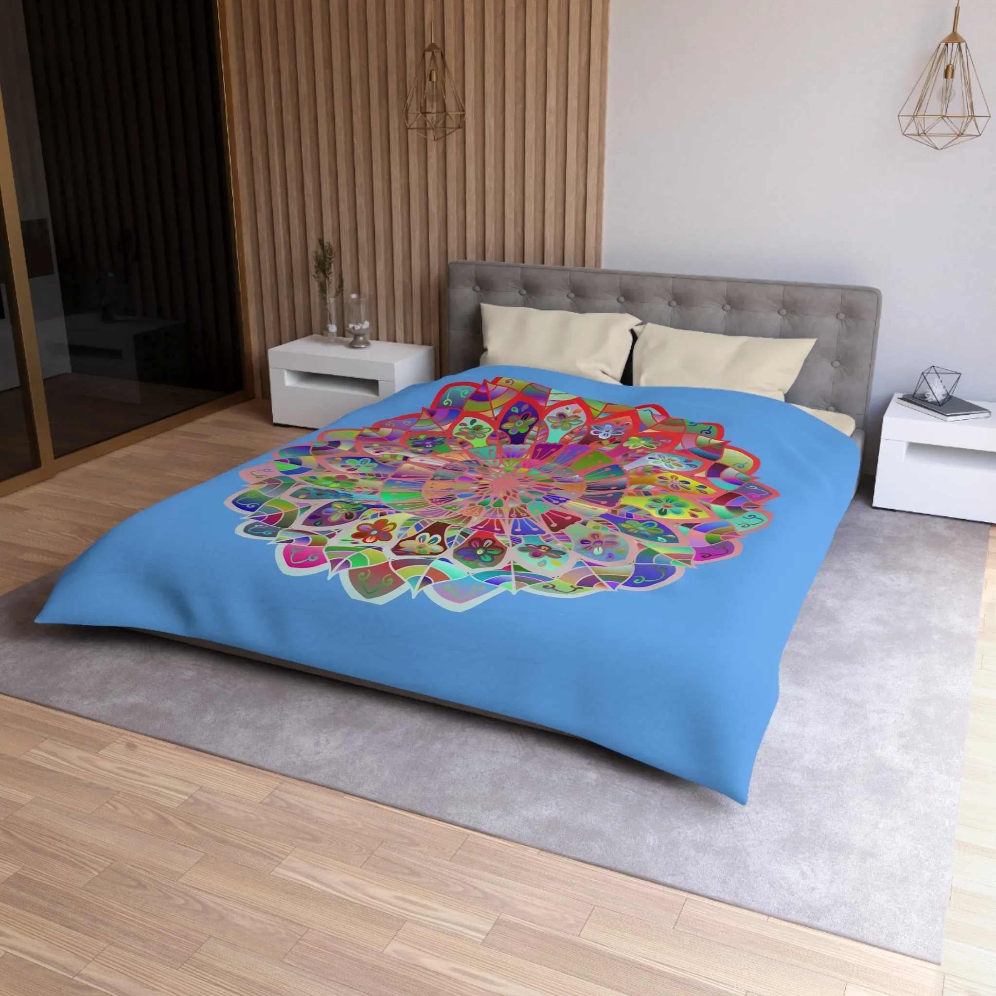 Handmade Mandala Design Microfiber Duvet Cover - Colorful Art