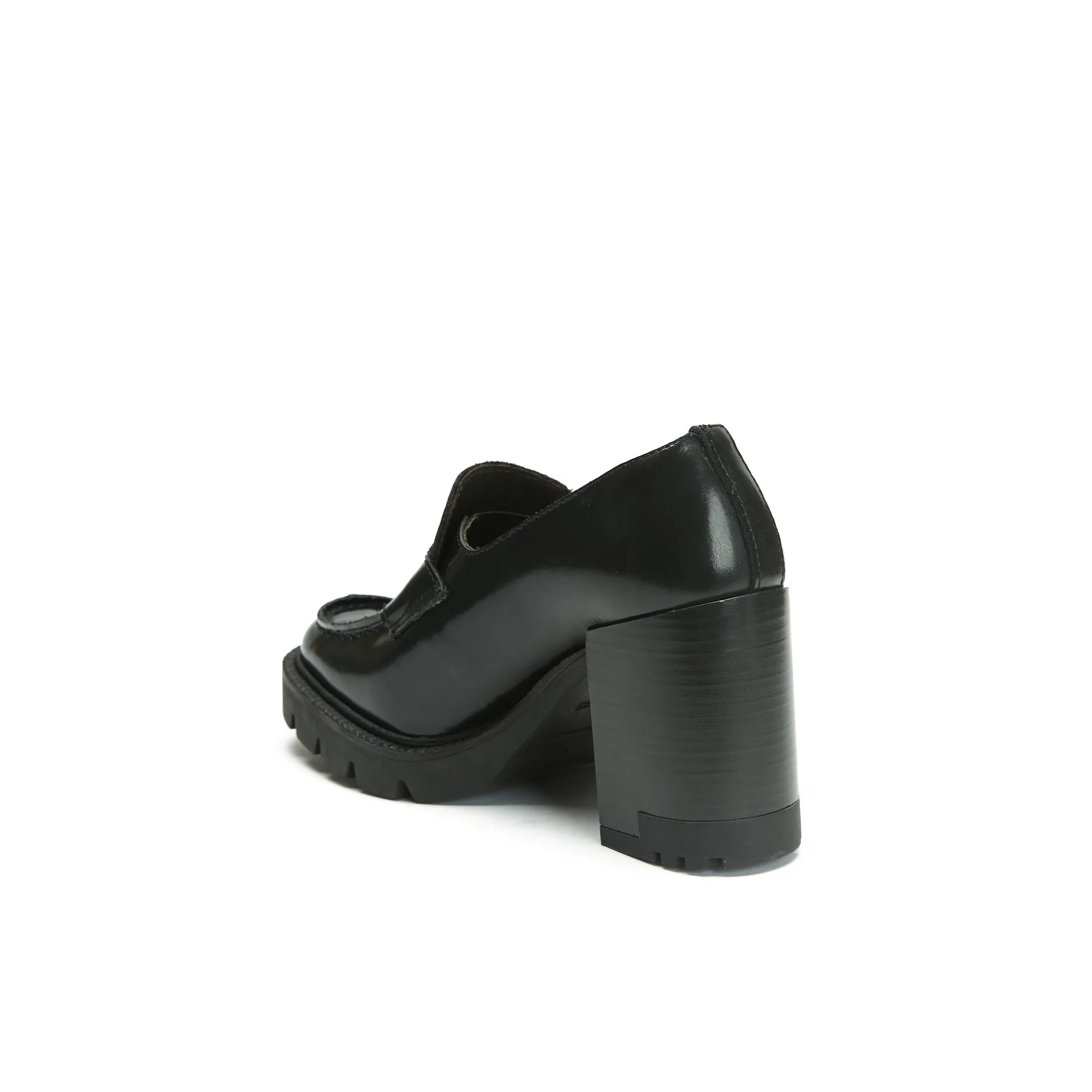 Heeled penny loafer black