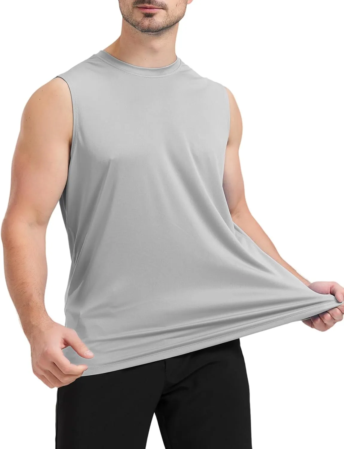 Men's Sleeveless UPF 50  Swim Shirts Quick Dry Workout Tank Top UV Protection Running Gym Muscle T Shirts