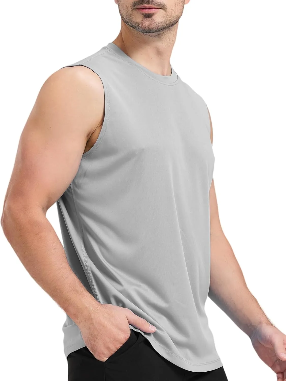 Men's Sleeveless UPF 50  Swim Shirts Quick Dry Workout Tank Top UV Protection Running Gym Muscle T Shirts