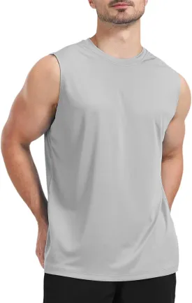Men's Sleeveless UPF 50  Swim Shirts Quick Dry Workout Tank Top UV Protection Running Gym Muscle T Shirts