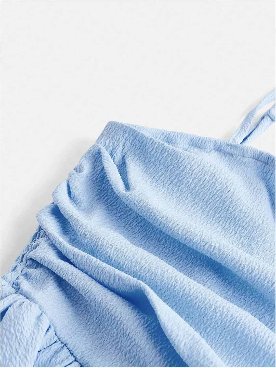 SHENHE Girl's Smocked Ruched A Line Swing Dress Layered Tie Shoulder Flowy Cami Dress