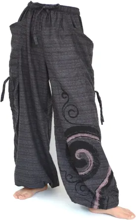 Siamrose Baggy Harem Pants Men Women, Wide Leg Yoga Lounge Trousers, Adjustable Length, 2 Pockets, One Size